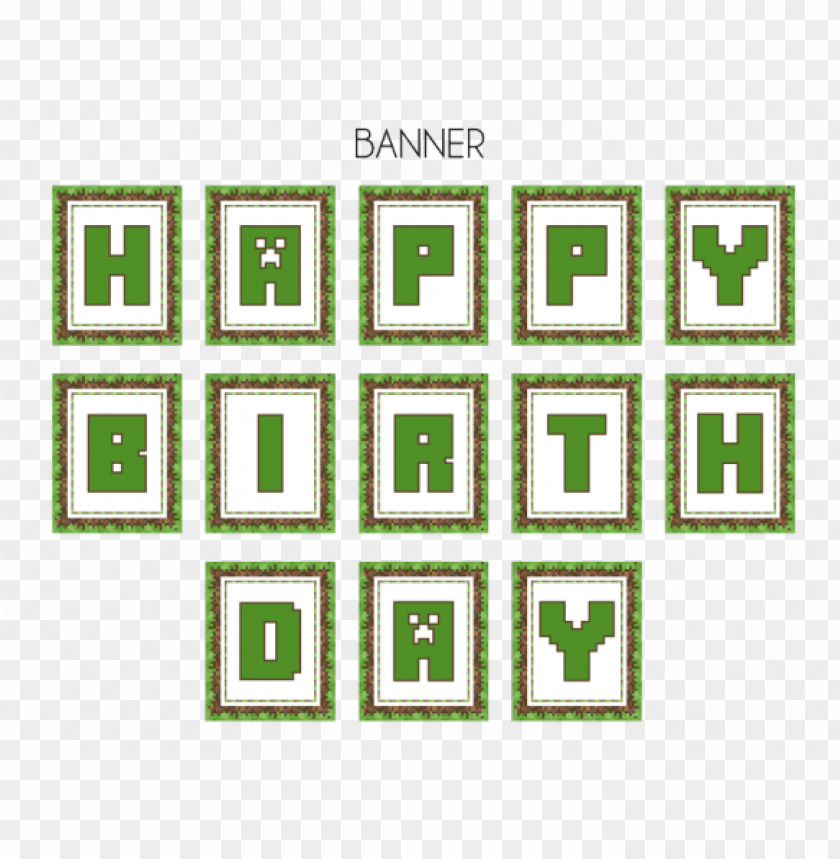 Free Minecraft Party Printables From Printabelle Minecraft Happy Birthday Banner Printable Free Png Image With Transparent Background Toppng