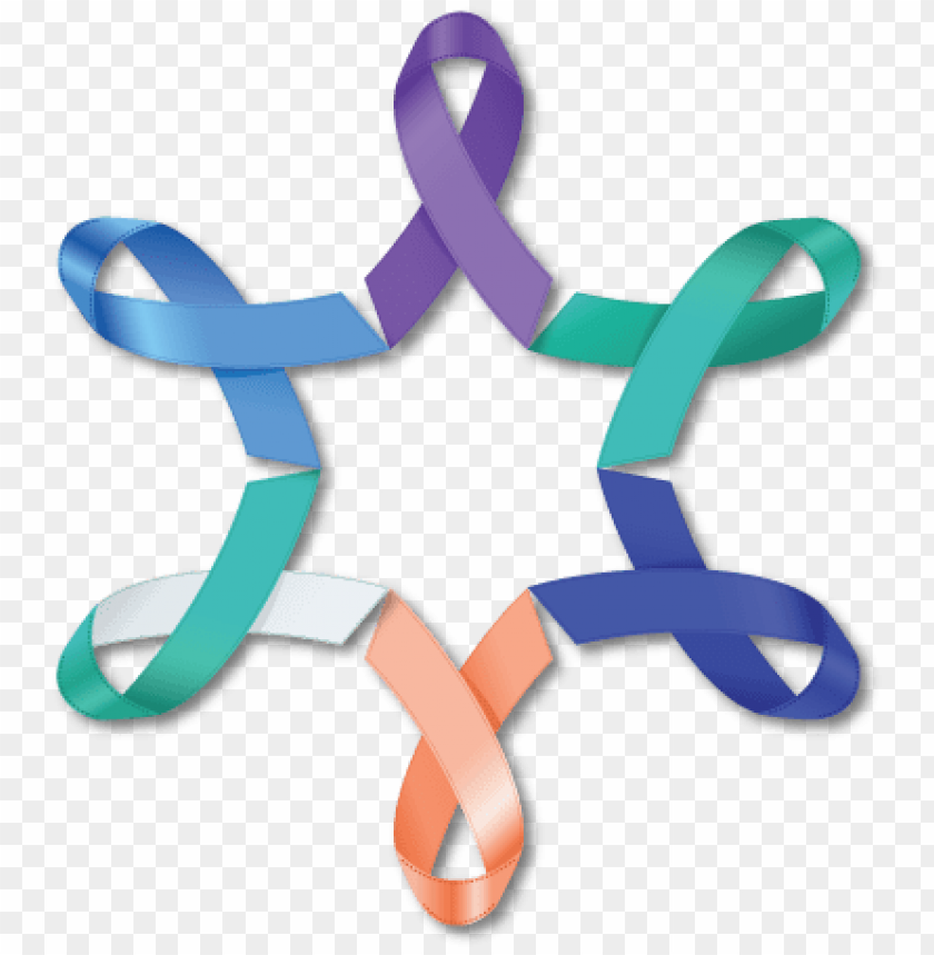 Free Ovarian Cancer Ribbon Png - Circle Of Cancer Ribbons PNG Image With Transparent Background