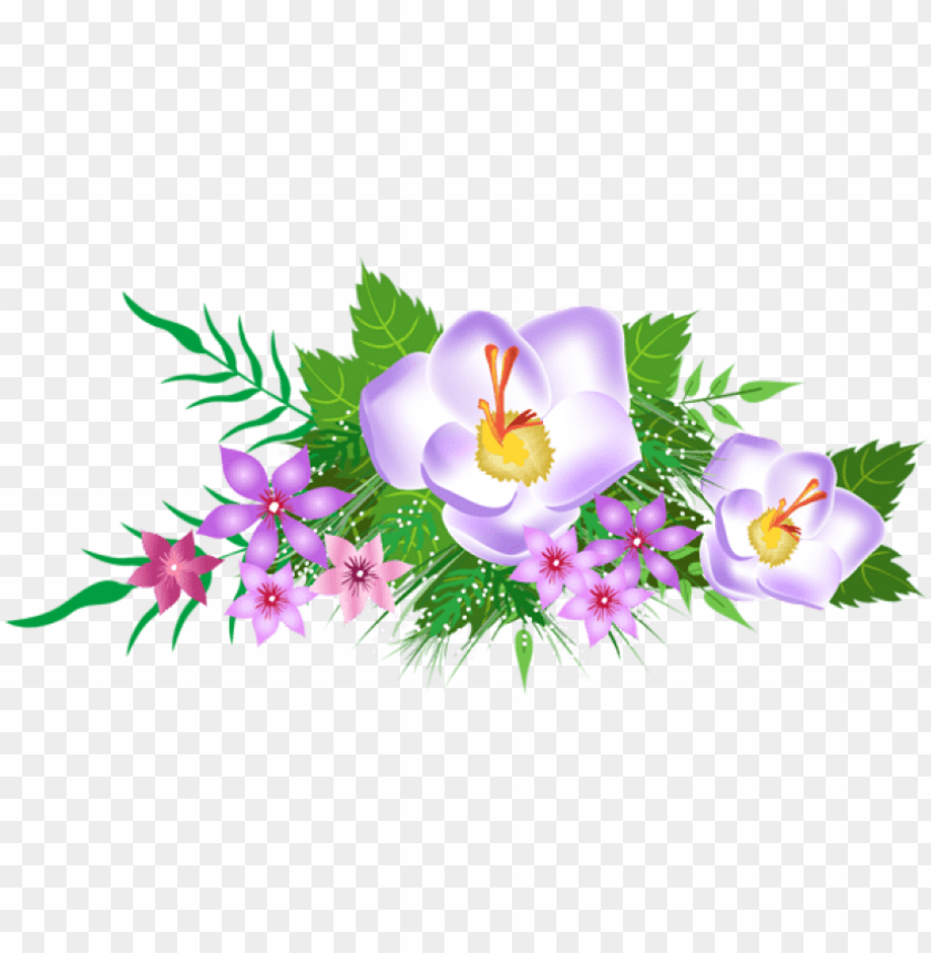 Free Png Download Flowers Decorative Element Clipart - Spring Flowers Clipart PNG Image With Transparent Background