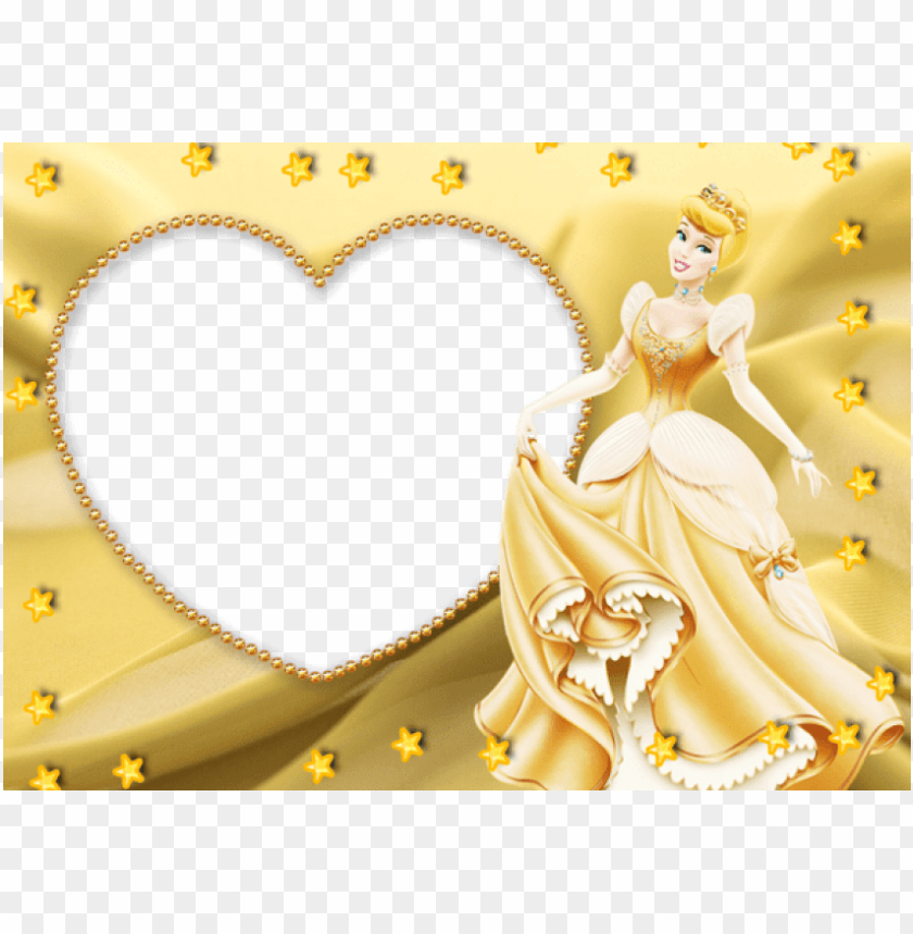 Free Png Princess Kids Yellow Transparent Frame Png Blank Greeting Card Design For Birthday PNG Image With Transparent Background