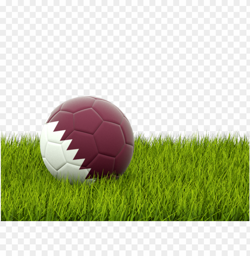 free soccer ball with qatar flag in grass PNG image with transparent background@toppng.com
