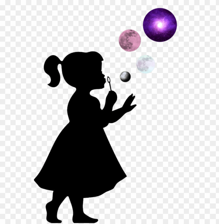 Free To Edit Silhouette Of Baby Girl Blowing Bubbles Png Image