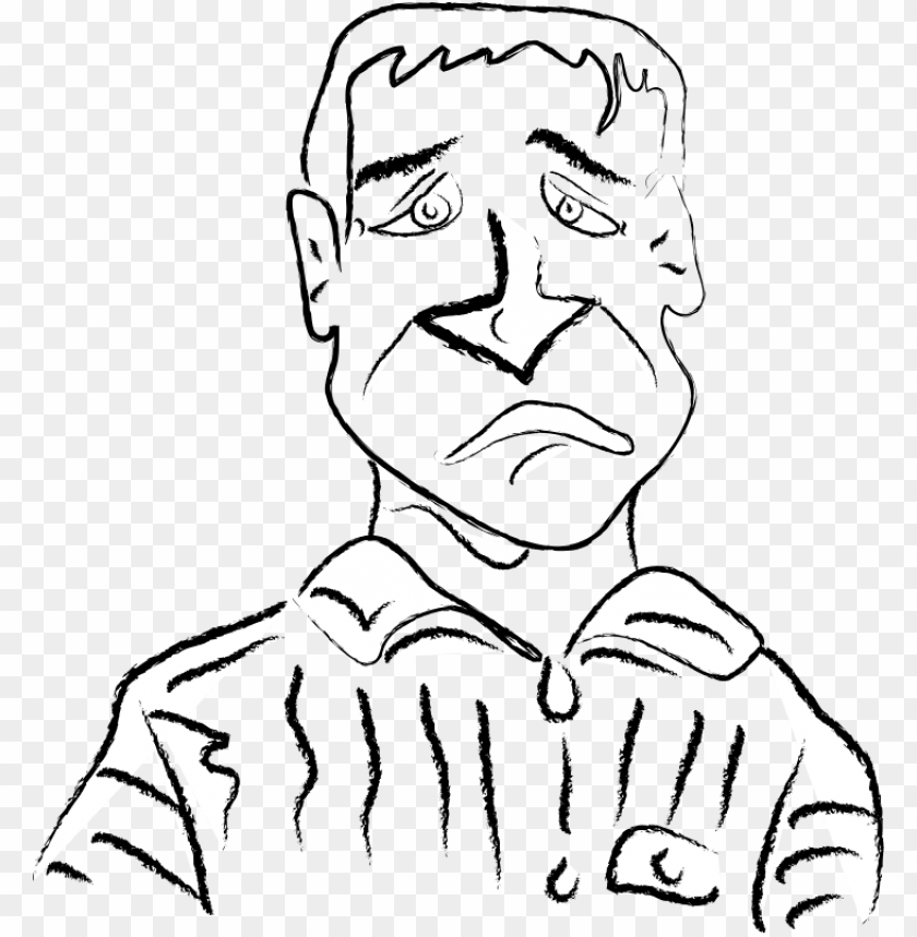 free PNG free vector freehand sad man - sad people cartoon black and white PNG image with transparent background PNG images transparent