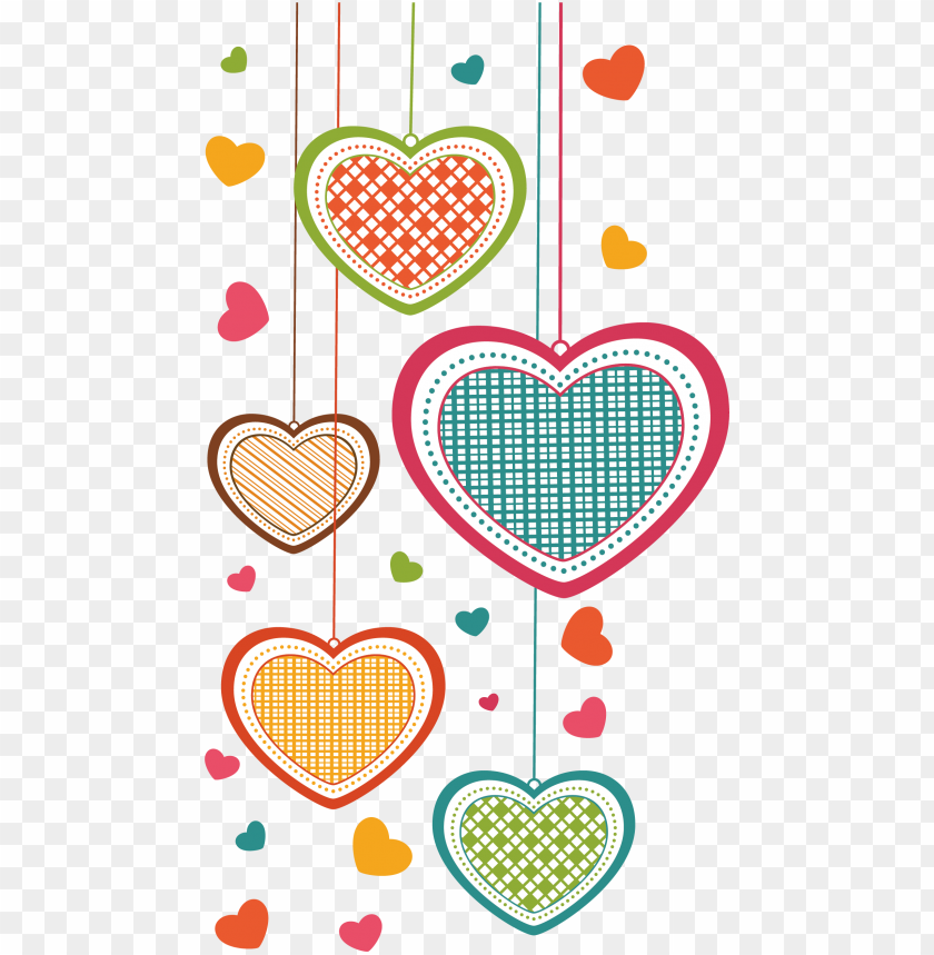 Free Vector Hanging Falling Colored Hearts PNG Image With Transparent Background