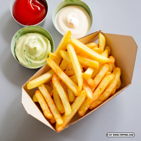 French Fries Box With Condiments  Background
