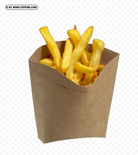 French Fries In Kraft Box HD With Transparent Background