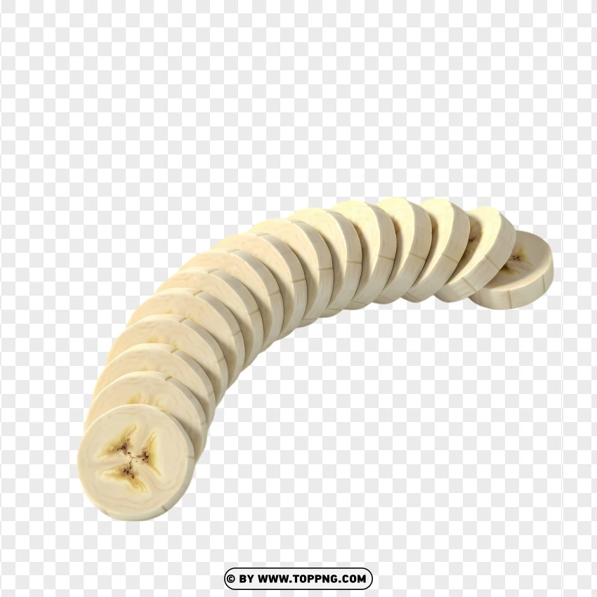 Fresh Banana Slices In Gentle Arc PNG Transparent Background