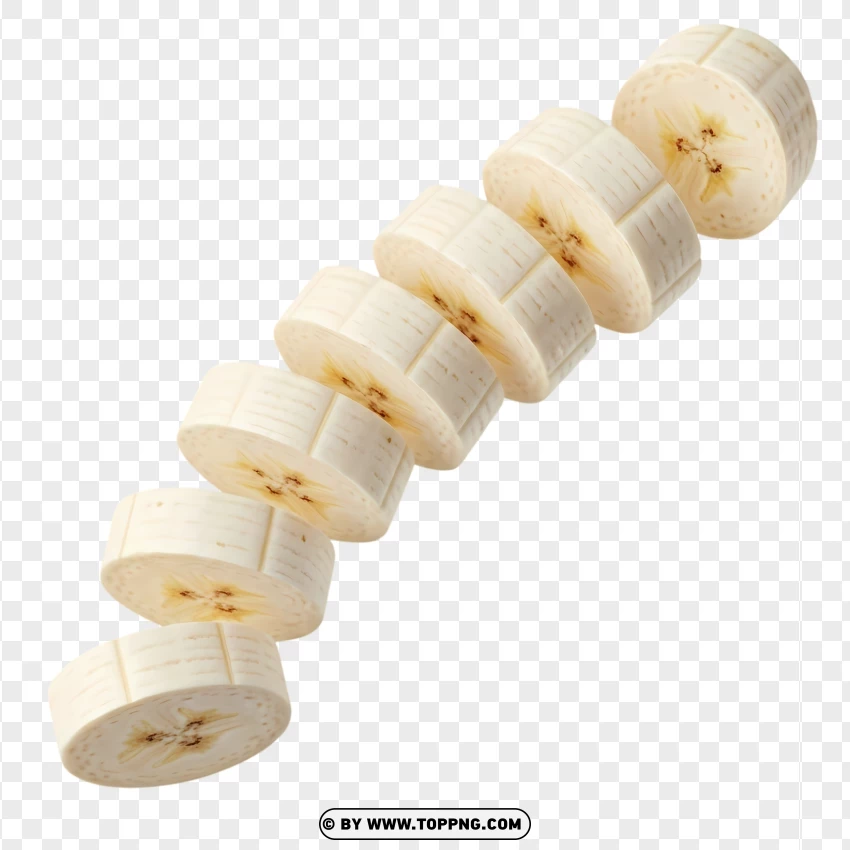Fresh Banana Slices In Natural Falling Line PNG Transparent Background