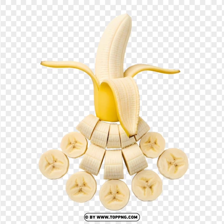 Fresh Slices Arranged In Natural Banana Curve PNG Transparent Background