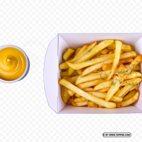 Fries Container With Mayo And Ketchup Free PNG