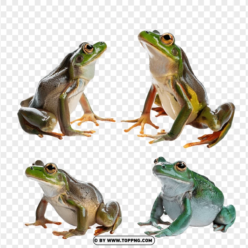 Set Of Frogs In Different Wildlife Display Poses PNG Transparent Background