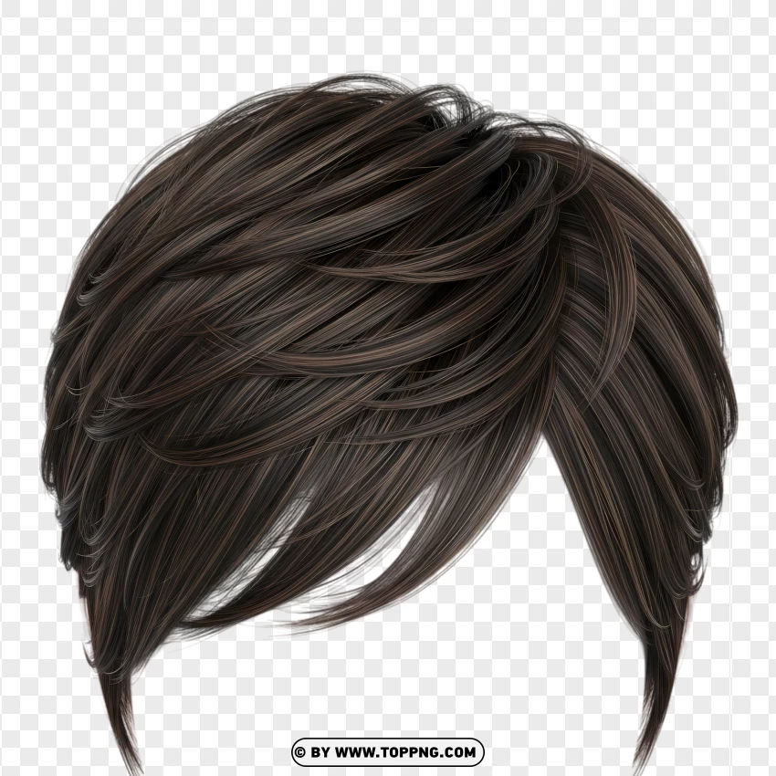 Front view of short pixie cut – black, clean texture