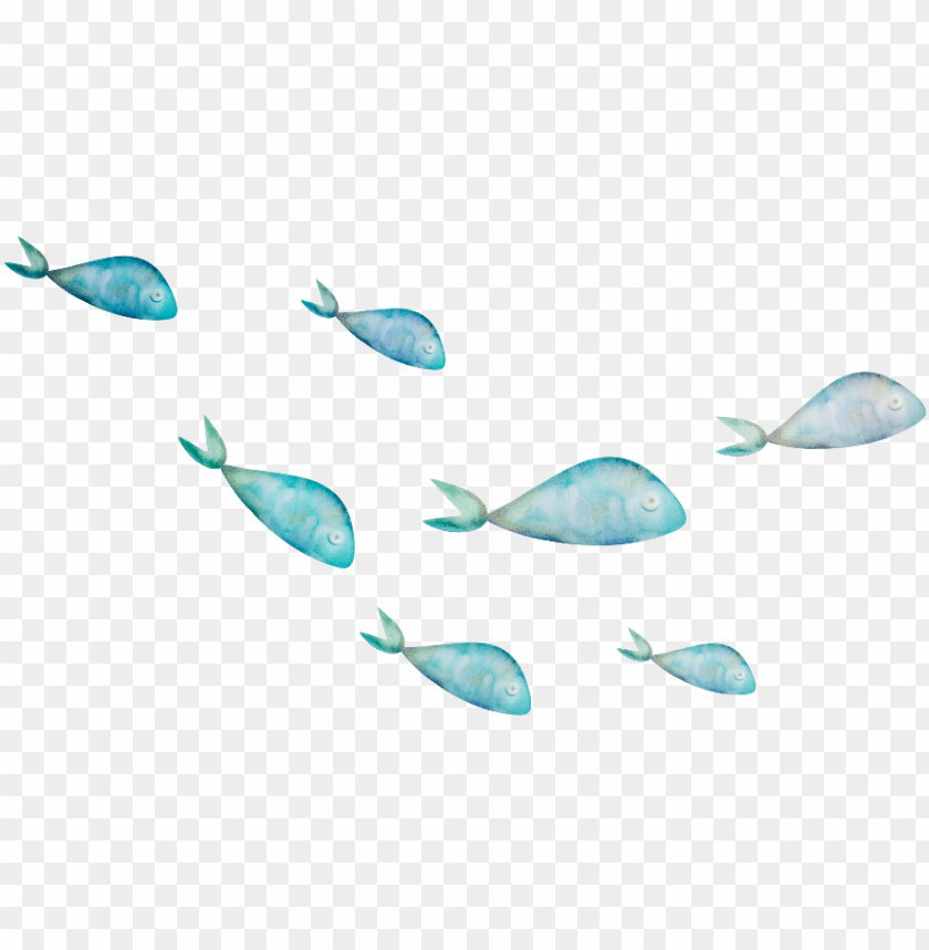 Ftestickers Fish Watercolor Blue School Fish PNG Image With Transparent Background