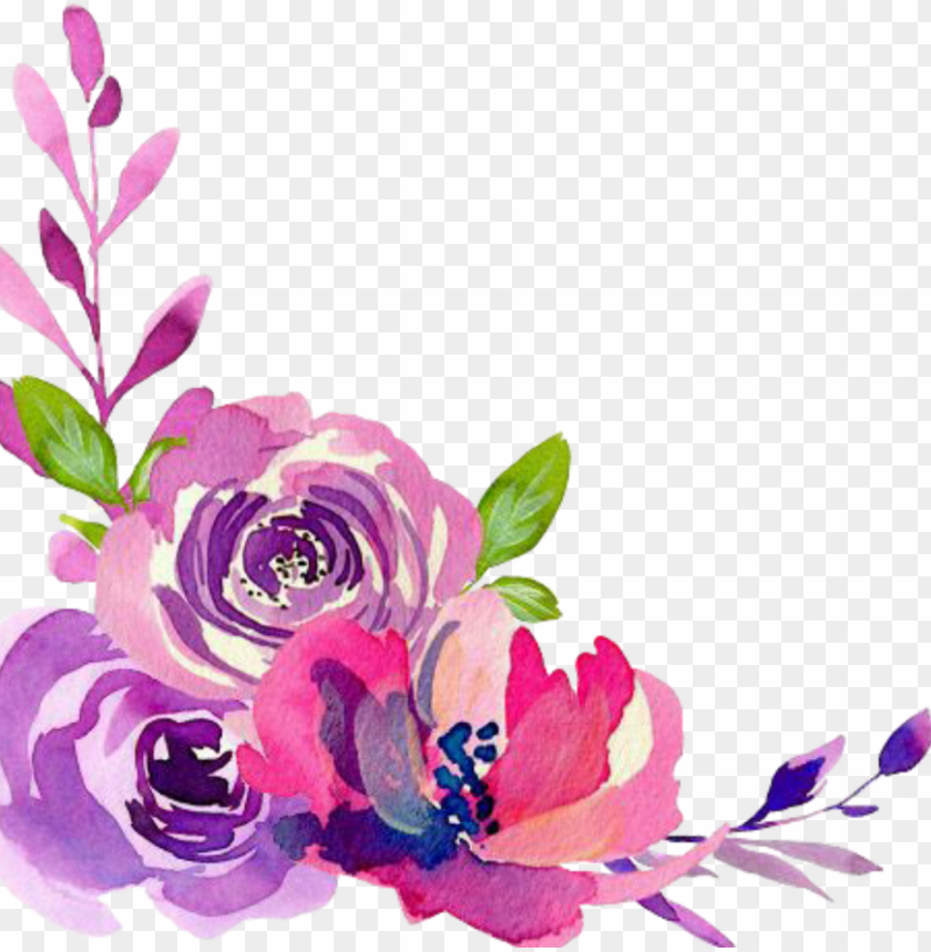 ftestickers watercolor flowers border corner - artificial flower PNG image with transparent background@toppng.com