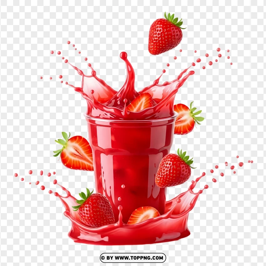 Full Body Sweet Strawberry Drink With Splash PNG Transparent Background