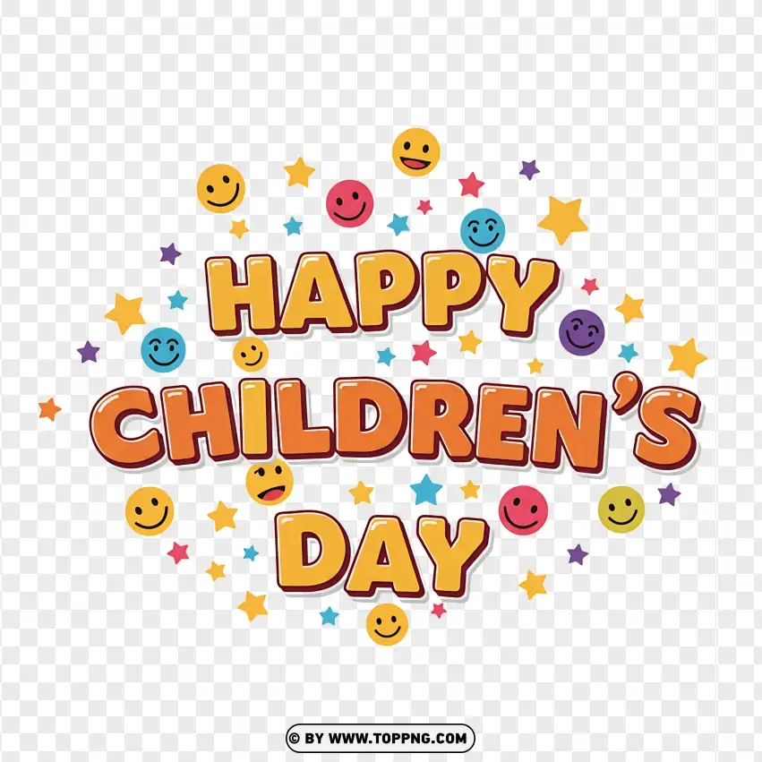 Happy Childrens Day Colorful Dots And Stars Design PNG Transparent Background