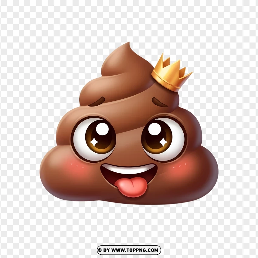 Funny Chibi Style Poop Emoji Cartoon PNG Transparent Background