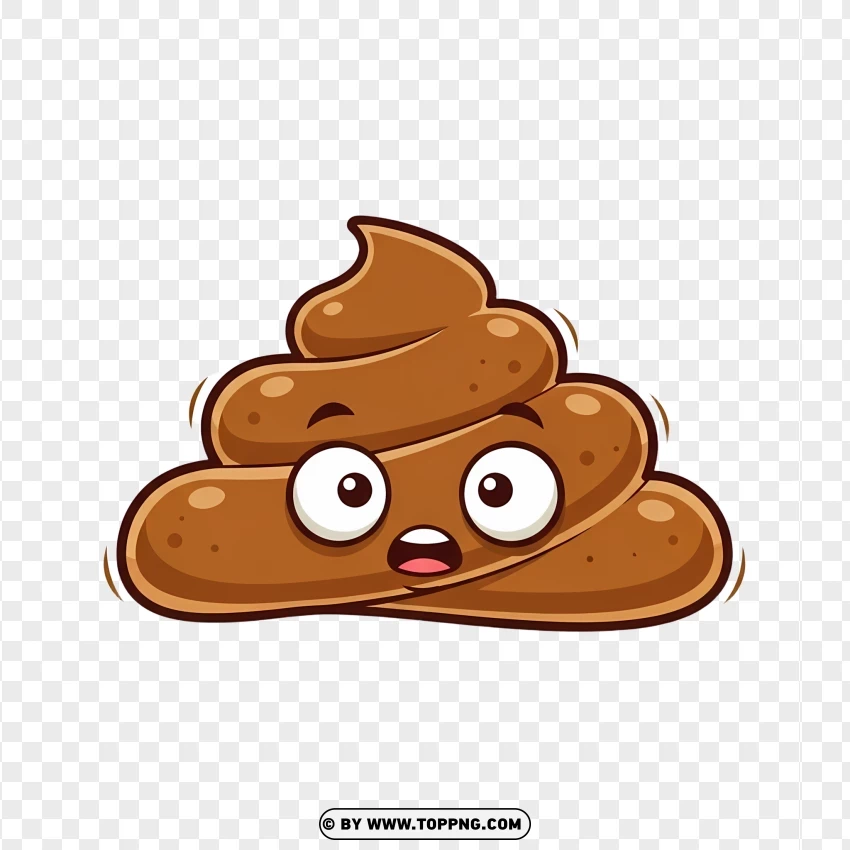 Funny Flat Poop Emoji Illustration PNG Transparent Background