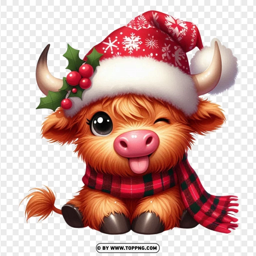 Highland Cow, Funny Animal,christmas,Silly , A Whimsical , Playful , Joyful 