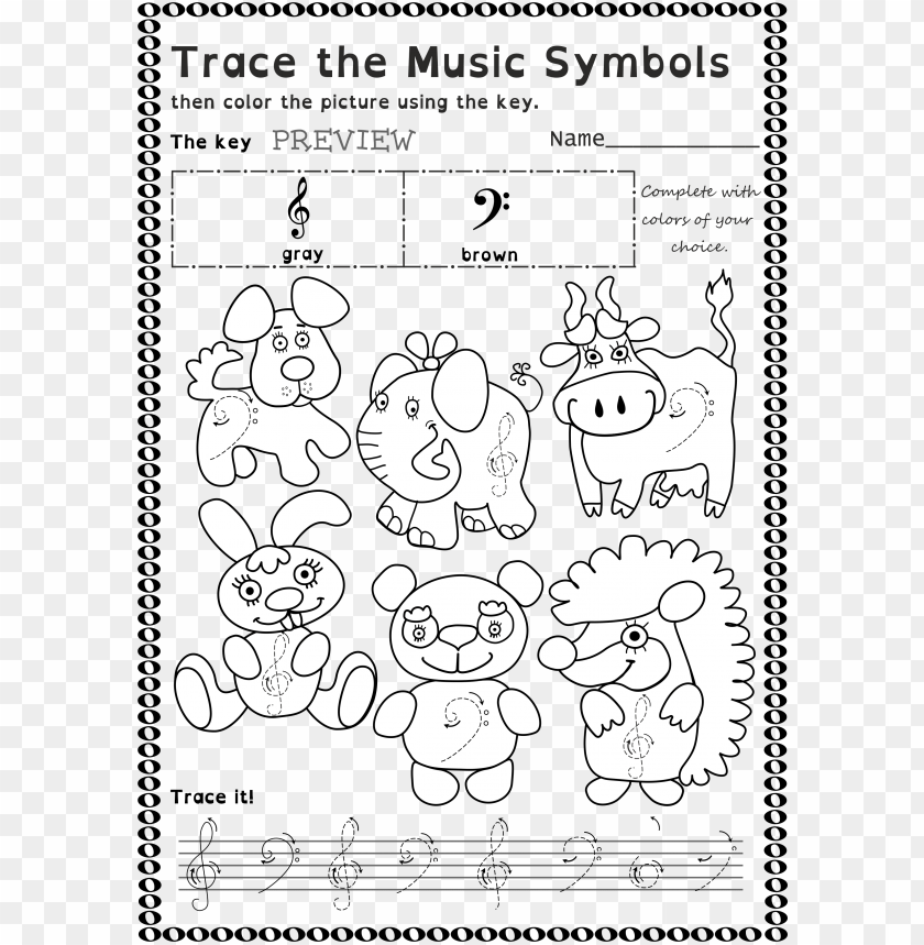 funny worksheets to trace basic music symbols for younger - music theory  worksheet for child treble clef traci PNG image with transparent background  | TOPpng