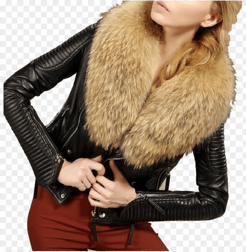 fur lined leather jacket png pic png - Free PNG Images ID 7565