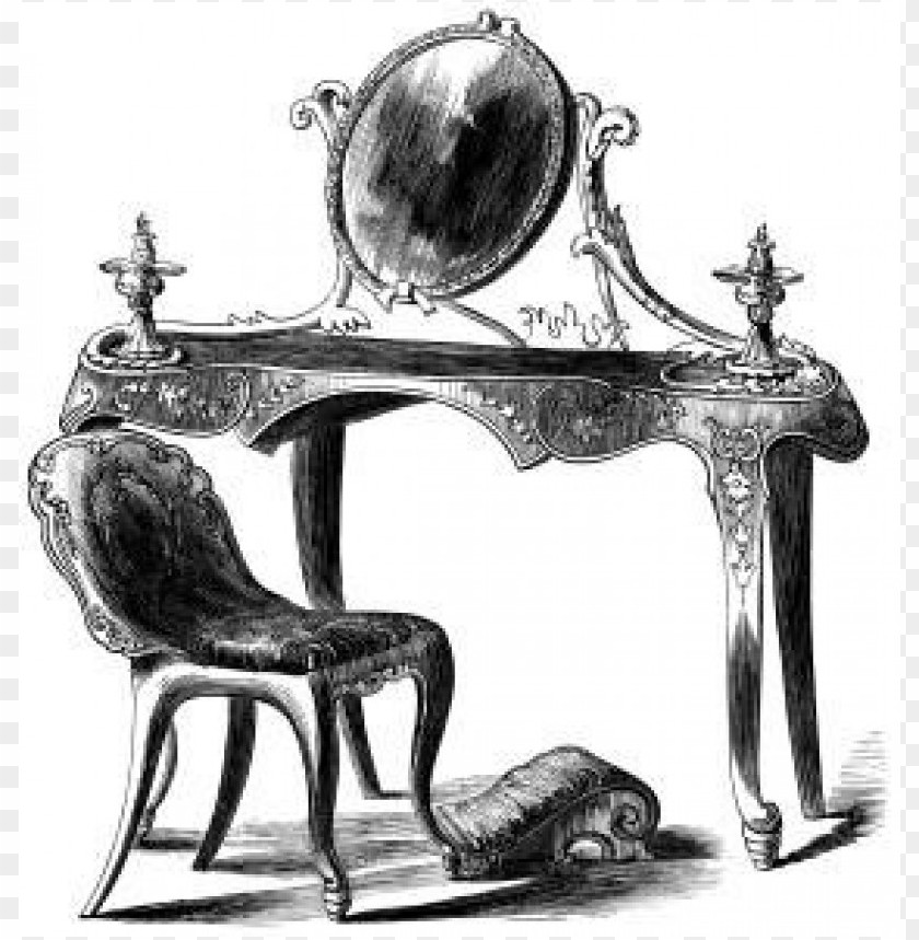 furniture illustration vintage dressing table black and white xmf7y8 clipart png photo - 35705