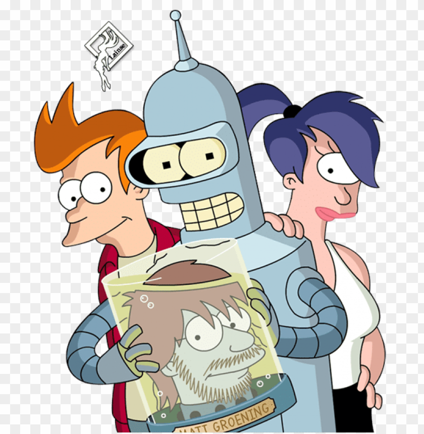 Futurama Fry Leela and Bender sticker decal 4" x 4" 