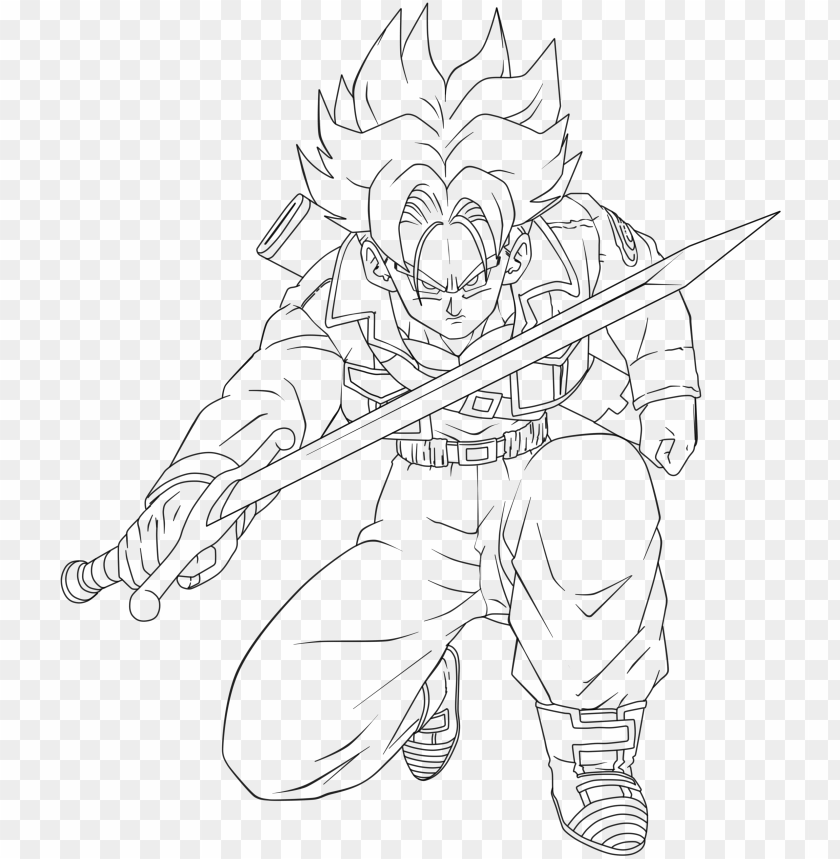 Future Trunks Lineart By Arrancarippo On Deviantart Trunks Super Saiyan Coloring Pages Png Image With Transparent Background Toppng