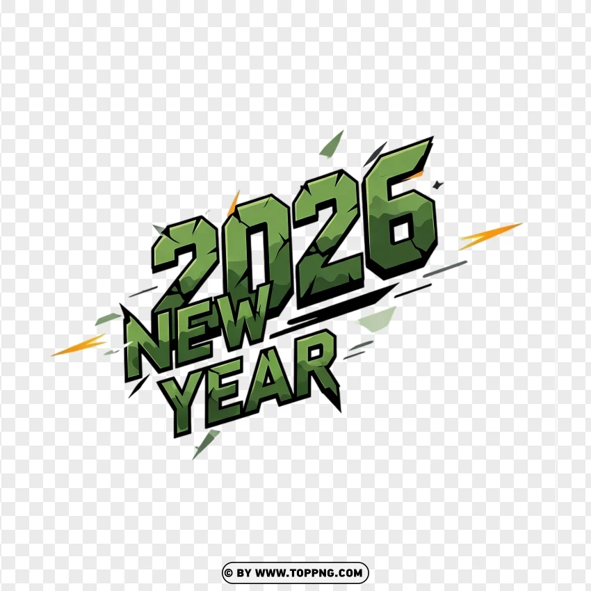 Futuristic Combat 2026 Gaming Typography PNG Transparent Background
