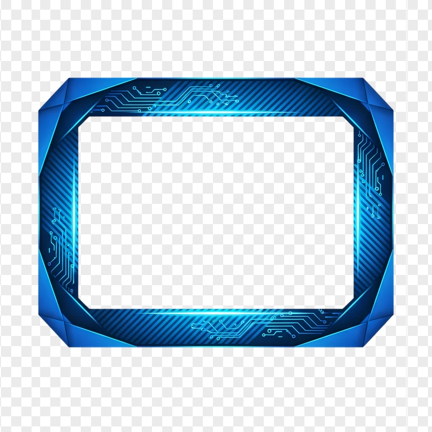 Futuristic esports streaming border with blue glow overlay for live broadcasts