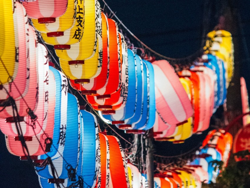 garland, chinese lanterns, colorful, decoration