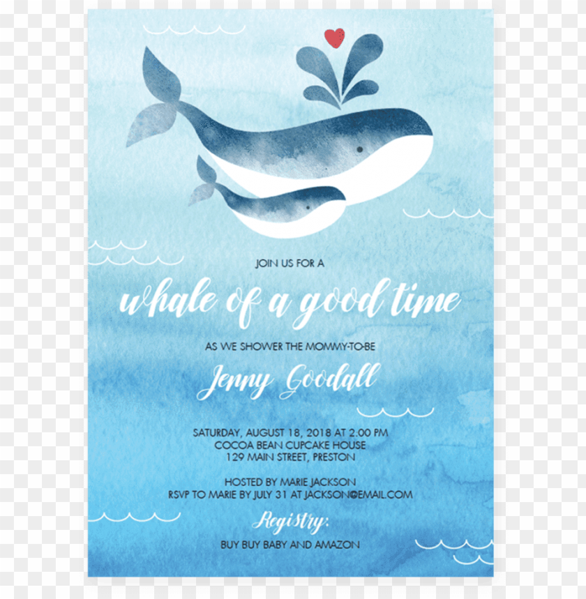 Gender Neutral Whale Baby Shower Invites PNG Image With Transparent Background