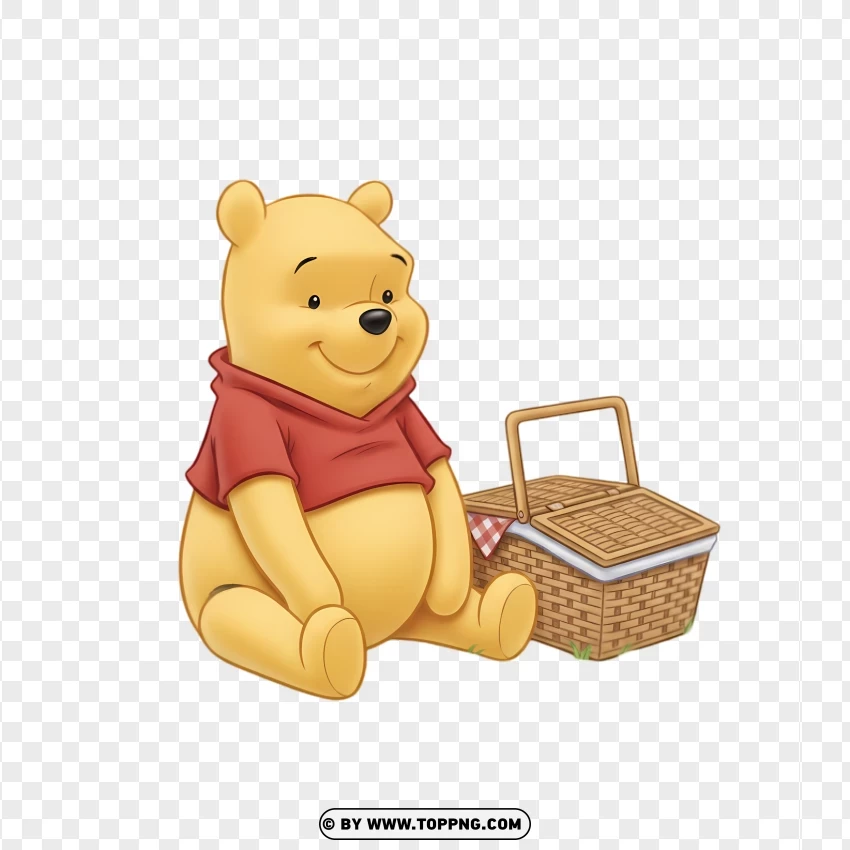 Gentle Picnic Pose Featuring Winnie The Pooh PNG Transparent Background