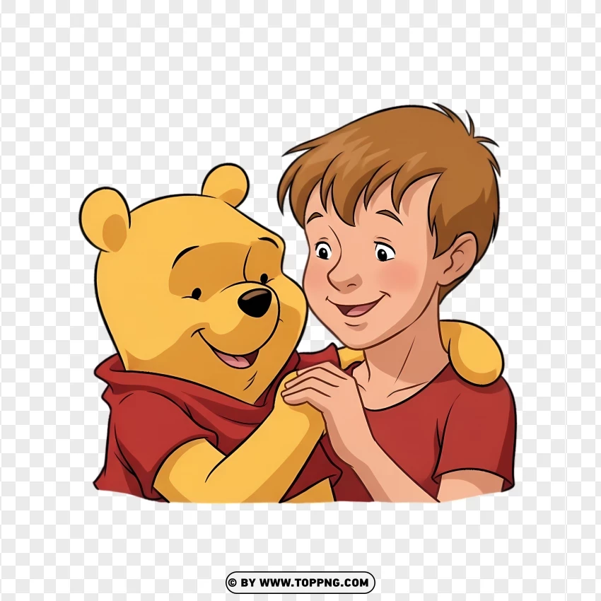 Gentle Pooh And Christopher Robin Sitting Together PNG Transparent Background