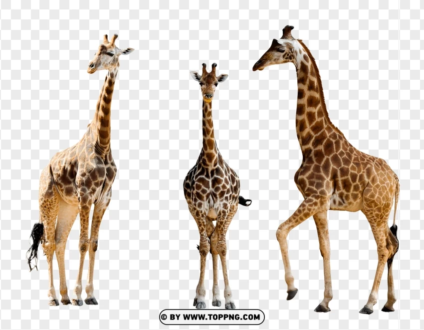 Set Of Giraffes In Natural Wildlife Display PNG Transparent Background