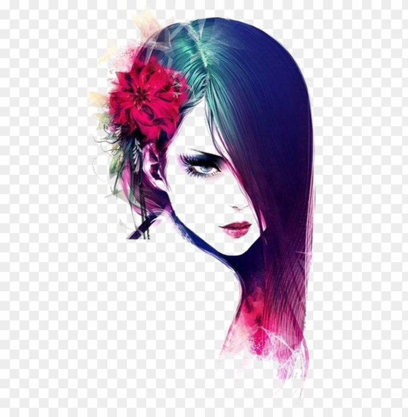 Girl Hair Aesthetic Colorful Mean Png Effects Png Image With