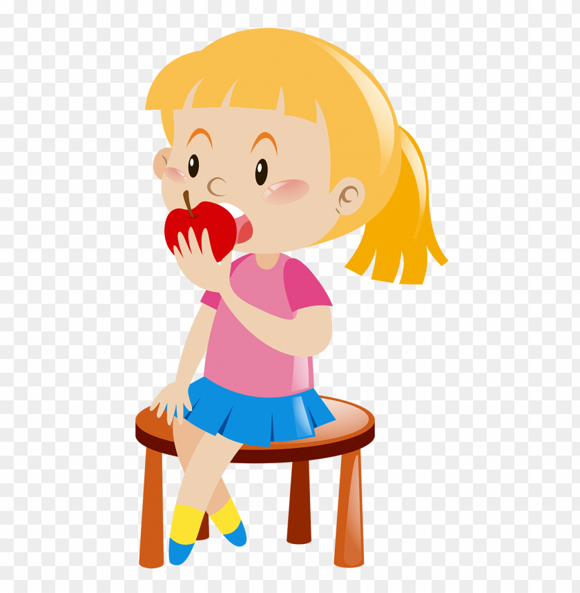 Girl With Apple PNG Cartoon Girl Eating Apple PNG Images With Transparent Backgrounds - Image ID 13472