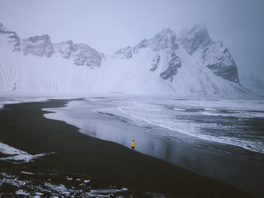 glacier, coast, snow, loneliness, iceland