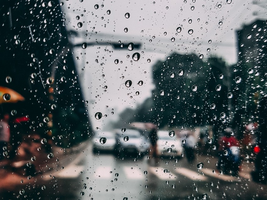 glass, drops, rain, moisture, blur, city