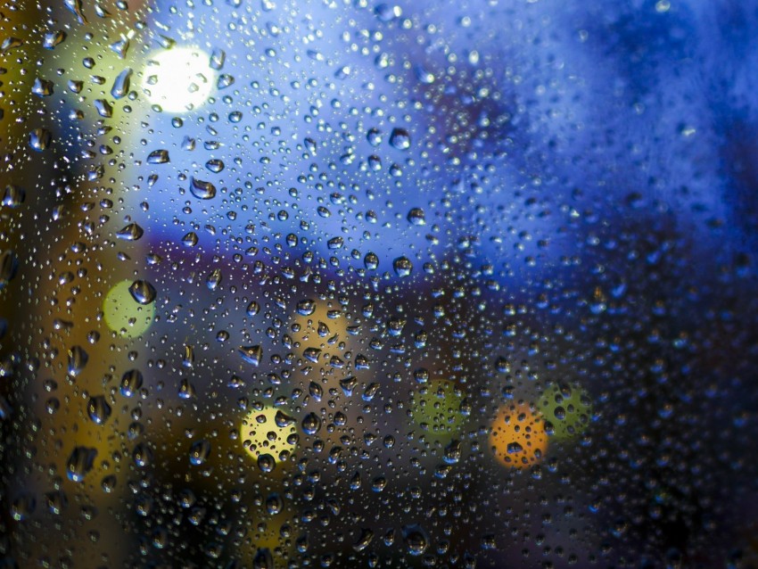 glass, drops, wet, surface, rain, bokeh, translucent