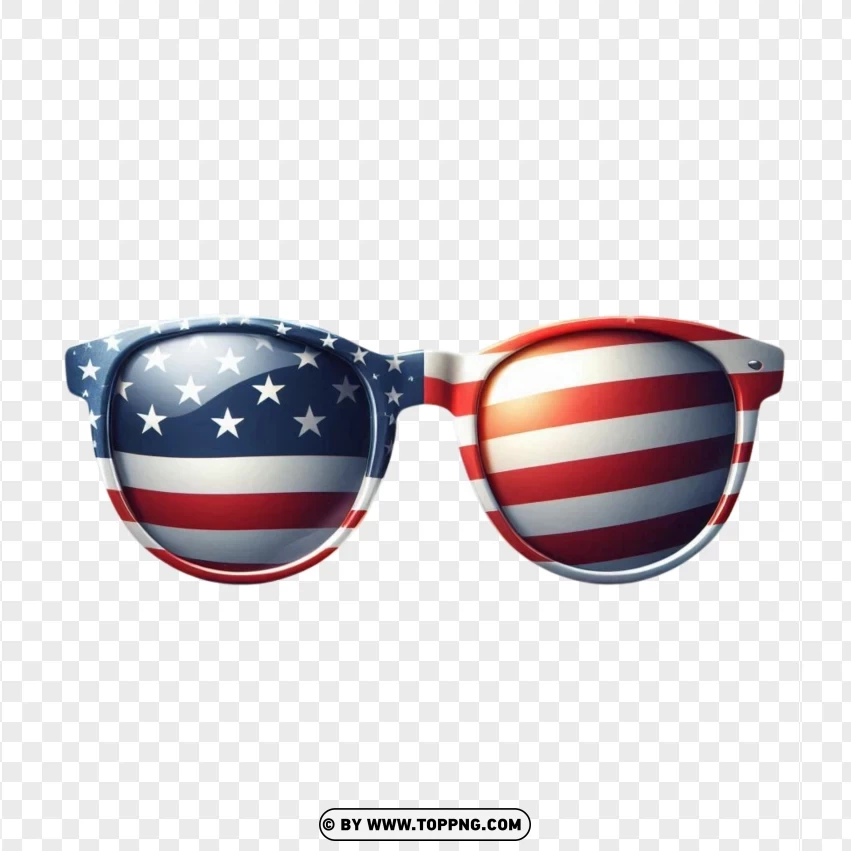 Glasses American Independence Day With Flag PNG Transparent Background