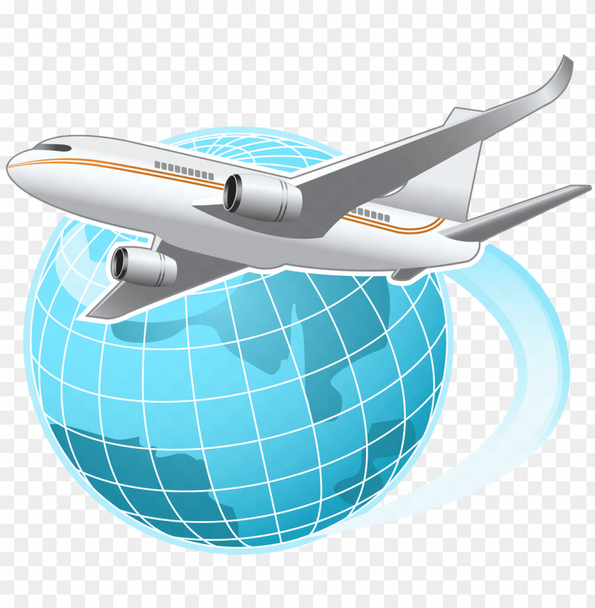 Globe With Airplane PNG Image With Transparent Background