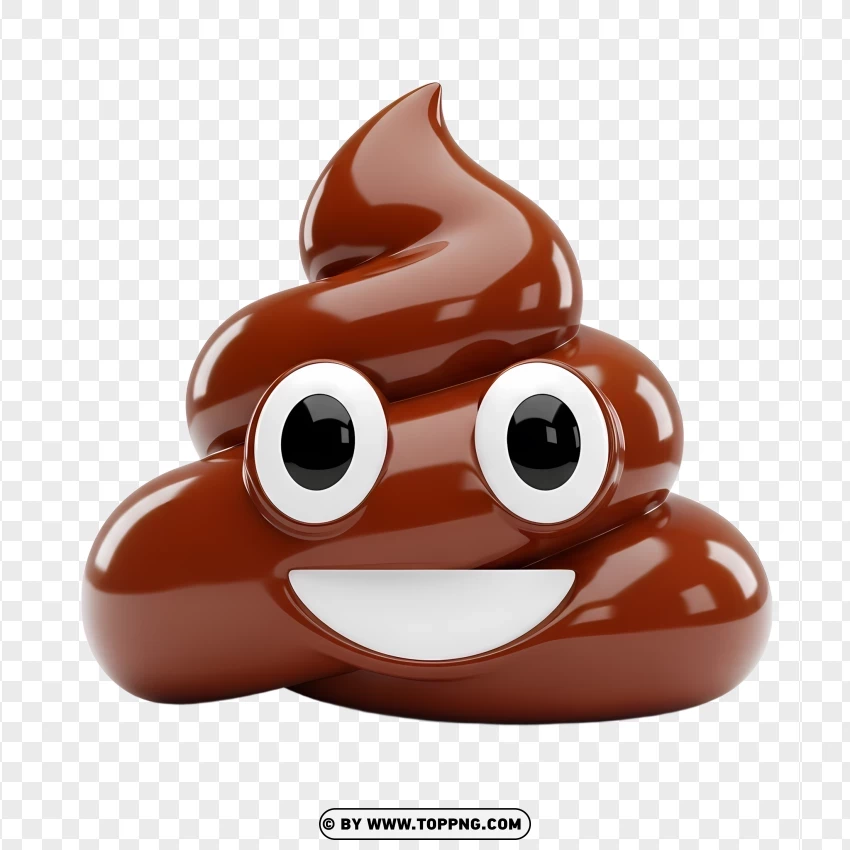 Glossy 3d Poop Emoji Isolated On PNG Transparent Background