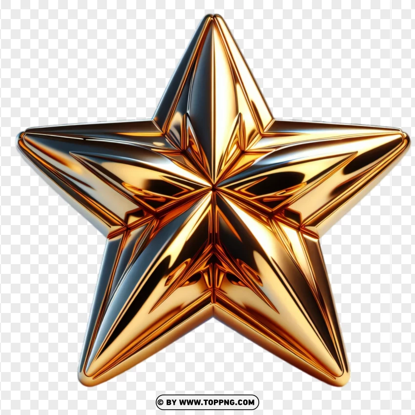 glossy star, golden star, 3D star, reflective star, star PNG