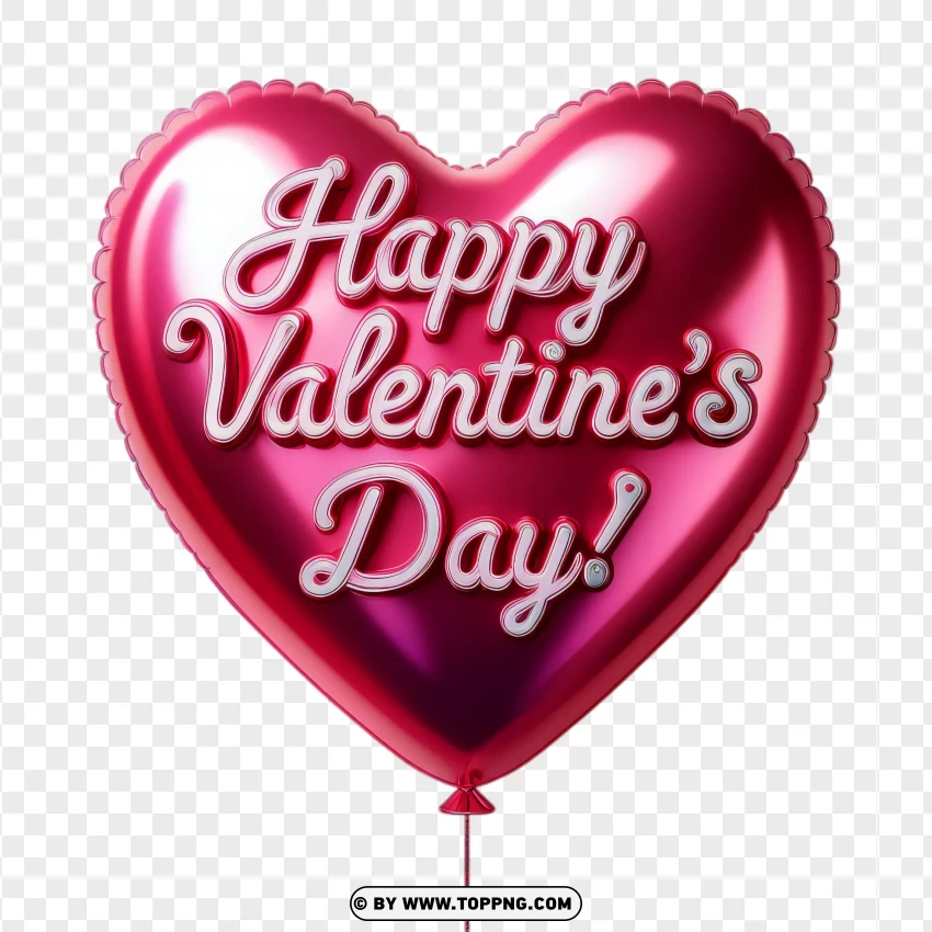 Glossy Heart Balloon Celebrating Valentines Day PNG Transparent Background