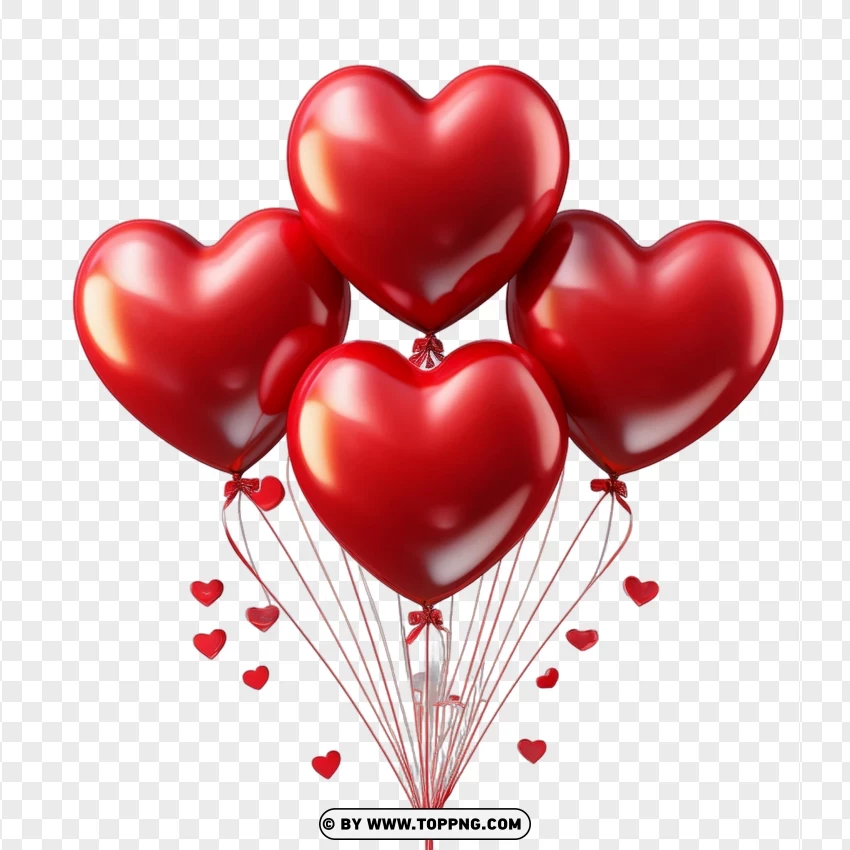 Glossy Heart Balloons Pic PNG Transparent Background