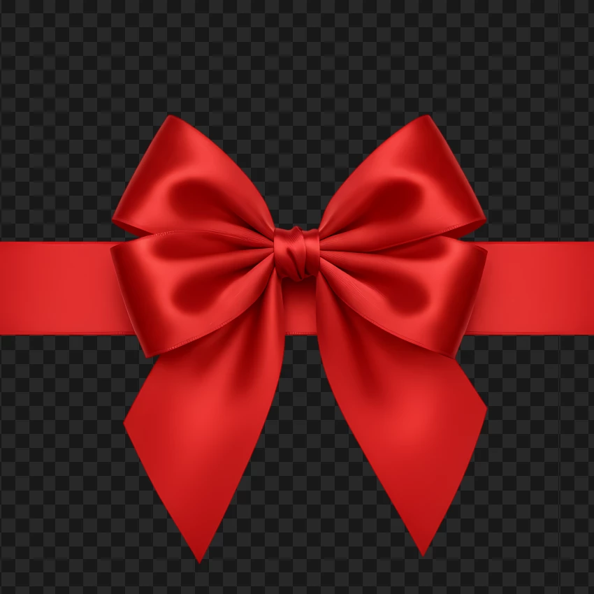 Glossy Red Gift Bow Isolated PNG Transparent Background