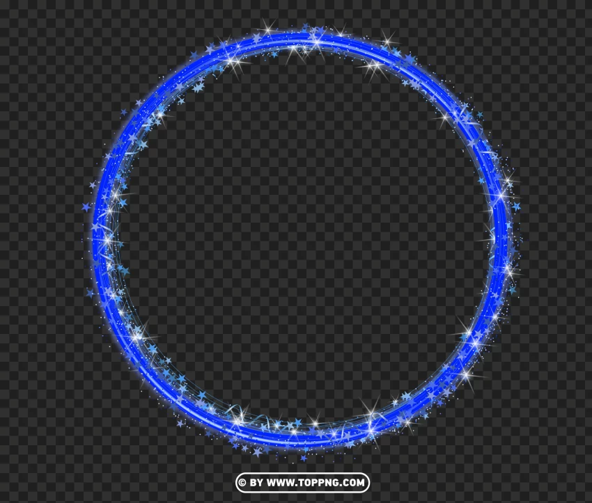 Glowing Blue Sparkle Circle Frame Effect PNG Image