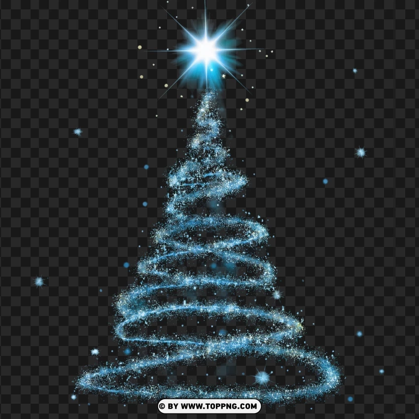 Glowing Christmas Tree With Starry Sparkles PNG Transparent Background