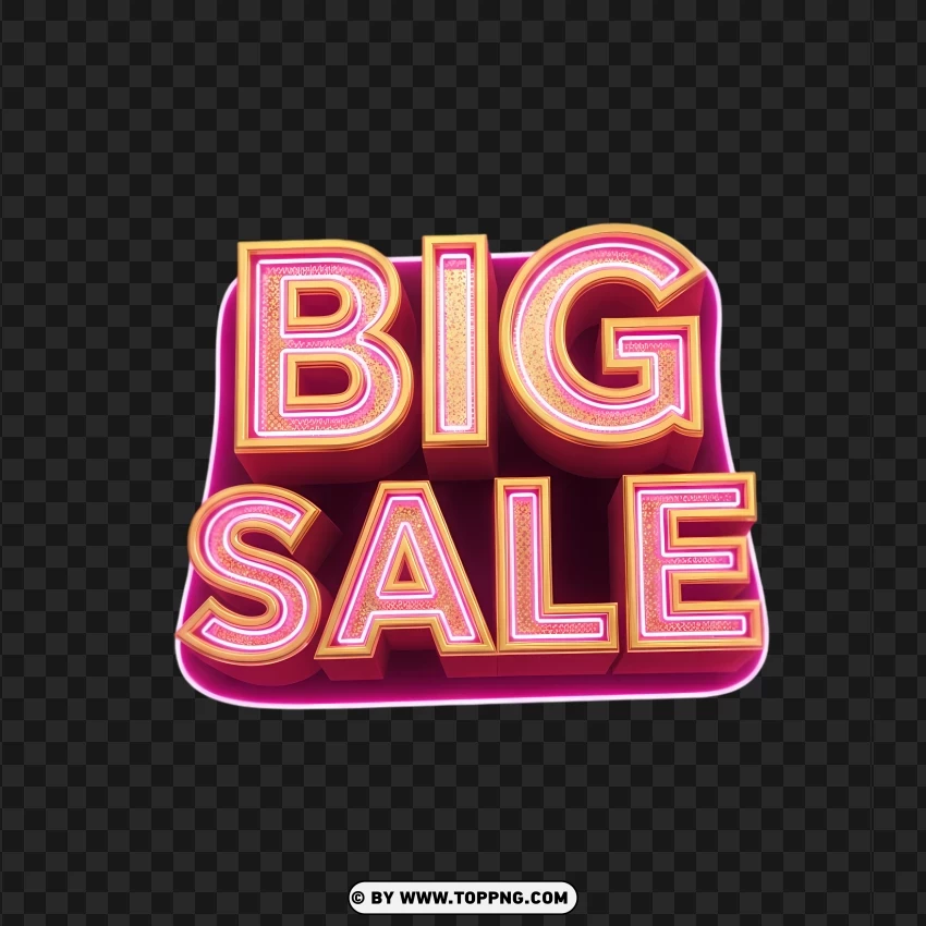 Glowing Discount Big Sale 3d Pink Gold Sign PNG Transparent Background
